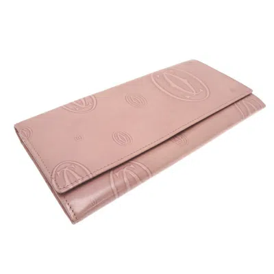Pre-owned Cartier Pink Leather Long Wallet (bi-fold) ()
