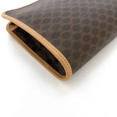 Pre-owned Celine Beige Brown Pvc Leather Clutch Bag Pouch () In Beige, Brown
