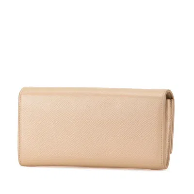 Pre-owned Celine Beige Leather Long Wallet (bi-fold) ()
