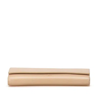 Pre-owned Celine Beige Leather Long Wallet (bi-fold) ()