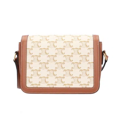 Pre-owned Celine Brown White Coated Canvas Leather Shoulder Bag () In Brown, White