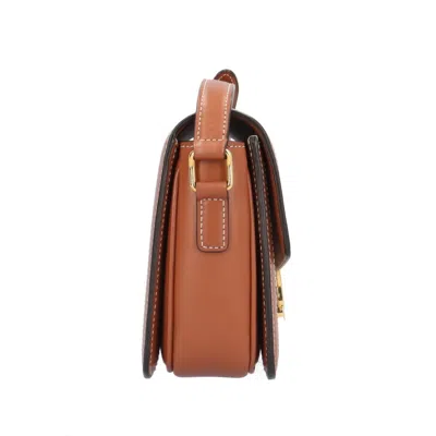 Pre-owned Celine Brown White Coated Canvas Leather Shoulder Bag () In Brown, White