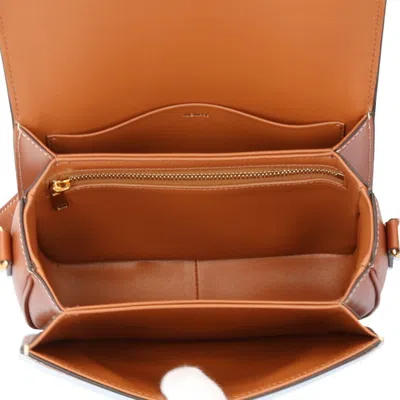 Pre-owned Celine Brown White Coated Canvas Leather Shoulder Bag () In Brown, White
