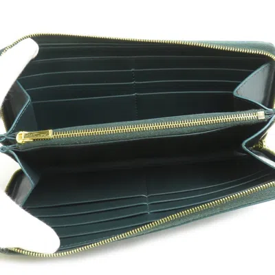 Pre-owned Celine Dark Green Leather Long Wallet (bi-fold) ()