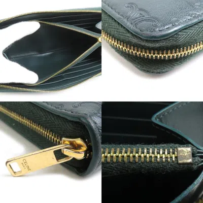 Pre-owned Celine Dark Green Leather Long Wallet (bi-fold) ()