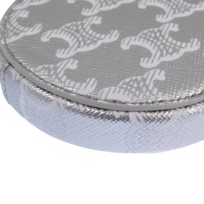 Pre-owned Celine Silver White Leather Coin Purse/coin Case () In Silver, White