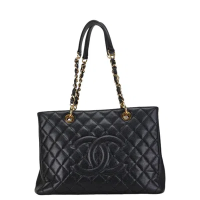 Pre-owned Chanel Black Caviar Leather Shoulder Bag Tote Bag ()