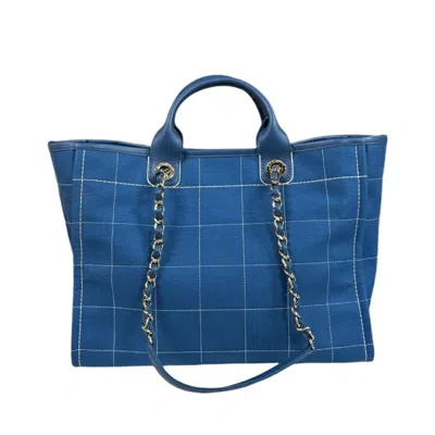 Pre-owned Chanel Blue Canvas Leather Shoulder Bag ()