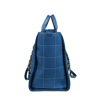 Pre-owned Chanel Blue Canvas Leather Shoulder Bag ()