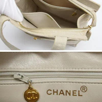 Pre-owned Chanel Ivory Light Beige Off-white Canvas Shoulder Bag Tote Bag () In Ivory, Light Beige, Off-white