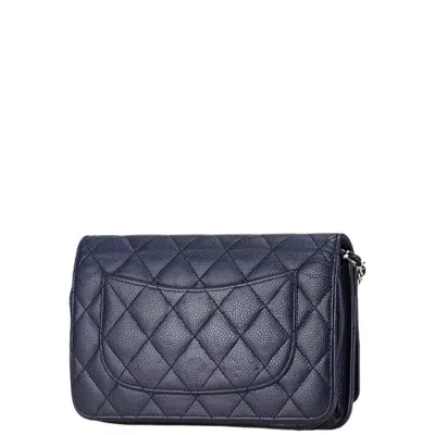 Pre-owned Chanel Navy Caviar Leather Coin Purse/coin Case ()
