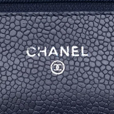 Pre-owned Chanel Navy Caviar Leather Coin Purse/coin Case ()