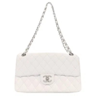 Pre-owned Chanel White Caviar Leather Shoulder Bag ()