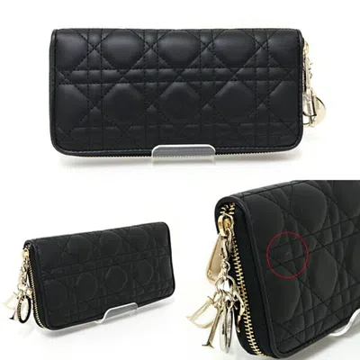 Pre-owned Dior Christian  Black Leather Long Wallet (bi-fold) ()
