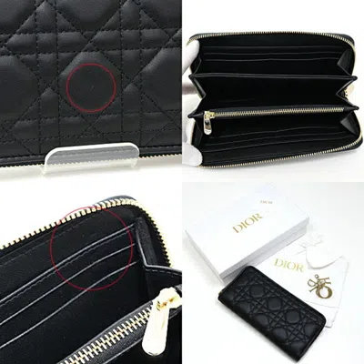 Pre-owned Dior Christian  Black Leather Long Wallet (bi-fold) ()