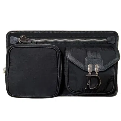 Pre-owned Dior Christian  Black Nylon Leather Fanny Pack Sling Bag ()