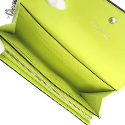 Pre-owned Dior Christian  Blue Yellow Leather Long Wallet (bi-fold) () In Blue, Yellow