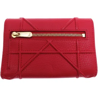 Pre-owned Dior Christian  Red Color Leather Wallet (tri-fold) ()