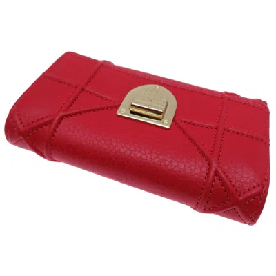 Pre-owned Dior Christian  Red Color Leather Wallet (tri-fold) ()