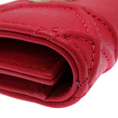 Pre-owned Dior Christian  Red Color Leather Wallet (tri-fold) ()