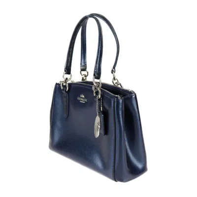 Pre-owned Coach Metallic Blue Leather Handbag Shoulder Bag Tote Bag ()