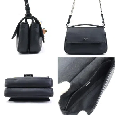 Pre-owned Fendi Black Multi-color Leather Handbag Shoulder Bag () In Black, Multi-color