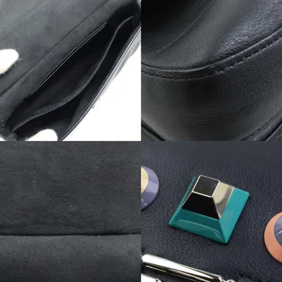 Pre-owned Fendi Black Multi-color Leather Handbag Shoulder Bag () In Black, Multi-color