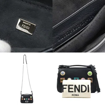 Pre-owned Fendi Black Multi-color Leather Handbag Shoulder Bag () In Black, Multi-color