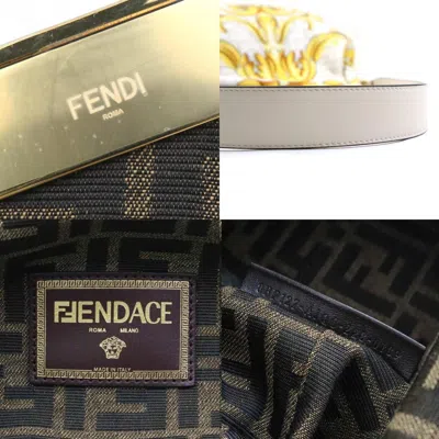 Pre-owned Fendi Light Beige Yellow Canvas Leather Shoulder Bag () In Light Beige, Yellow