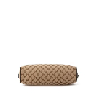 Pre-owned Gucci Beige Brown Canvas Leather Shoulder Bag () In Beige, Brown