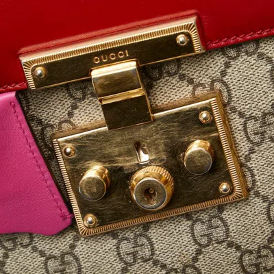 Pre-owned Gucci Beige Pink Red Color Pvc Leather Handbag Shoulder Bag () In Beige, Pink, Red Color