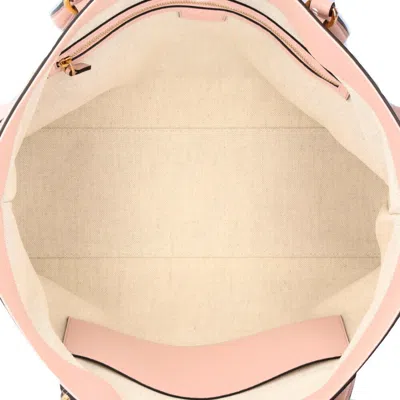 Pre-owned Gucci Beige Pink Canvas Leather Tote Bag () In Beige, Pink