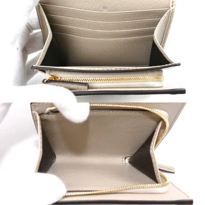 Pre-owned Gucci Beige White Gg Supreme Canvas Leather Wallet (bi-fold) () In Beige, White