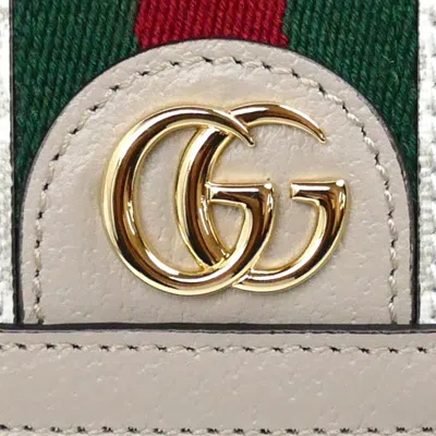 Pre-owned Gucci Beige White Gg Supreme Canvas Leather Wallet (bi-fold) () In Beige, White