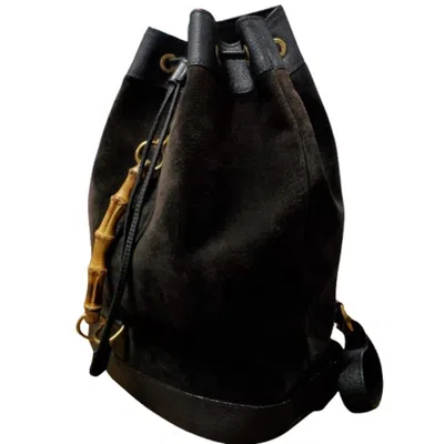 Pre-owned Gucci Black Suede Leather Backpack ()