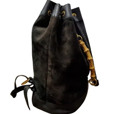 Pre-owned Gucci Black Suede Leather Backpack ()
