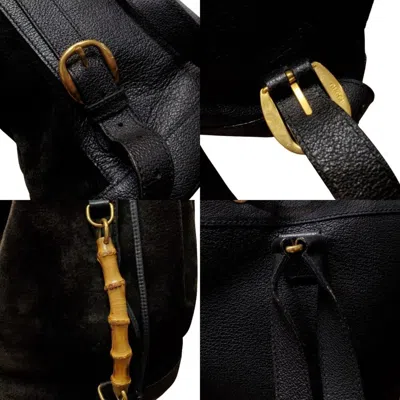 Pre-owned Gucci Black Suede Leather Backpack ()