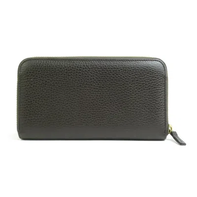 Pre-owned Gucci Dark Brown Leather Long Wallet (bi-fold) ()