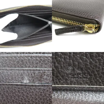 Pre-owned Gucci Dark Brown Leather Long Wallet (bi-fold) ()