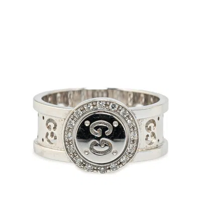 Pre-owned Gucci Icon White White Gold (18k) Band Ring ()
