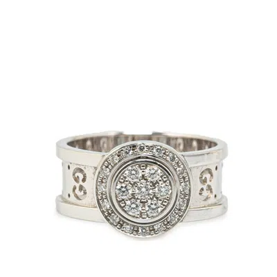 Pre-owned Gucci Icon White White Gold (18k) Band Ring ()