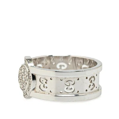 Pre-owned Gucci Icon White White Gold (18k) Band Ring ()