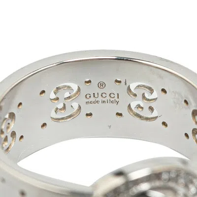 Pre-owned Gucci Icon White White Gold (18k) Band Ring ()