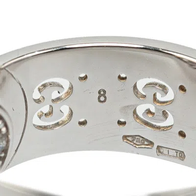Pre-owned Gucci Icon White White Gold (18k) Band Ring ()