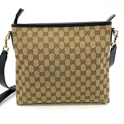 Pre-owned Gucci Sherry Line Black Brown Green Multi-color Red Color Gg Canvas Leather Shoulder Bag () In Black, Brown, Green, Multi-color, Red Color