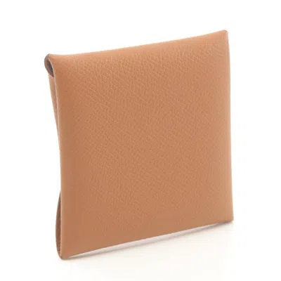 Pre-owned Hermes Bastia Brown Epsom Leather Coin Purse/coin Case ()