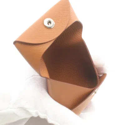 Pre-owned Hermes Bastia Brown Epsom Leather Coin Purse/coin Case ()