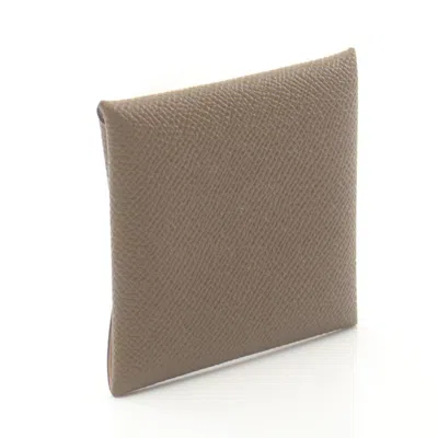 Pre-owned Hermes Bastia Brown Rose Eglantine Epsom Leather Coin Purse/coin Case () In Brown, Rose Eglantine