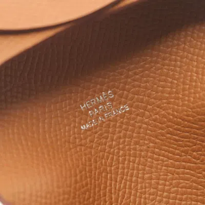 Pre-owned Hermes Bastia Brown Epsom Leather Coin Purse/coin Case ()
