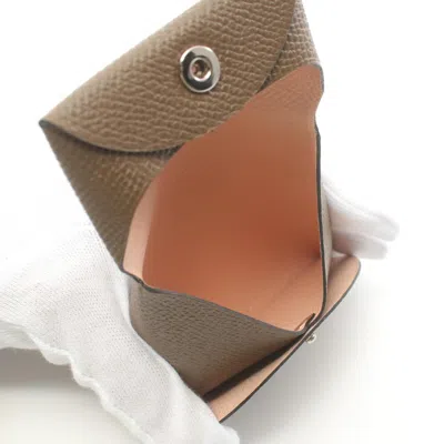 Pre-owned Hermes Bastia Brown Rose Eglantine Epsom Leather Coin Purse/coin Case () In Brown, Rose Eglantine